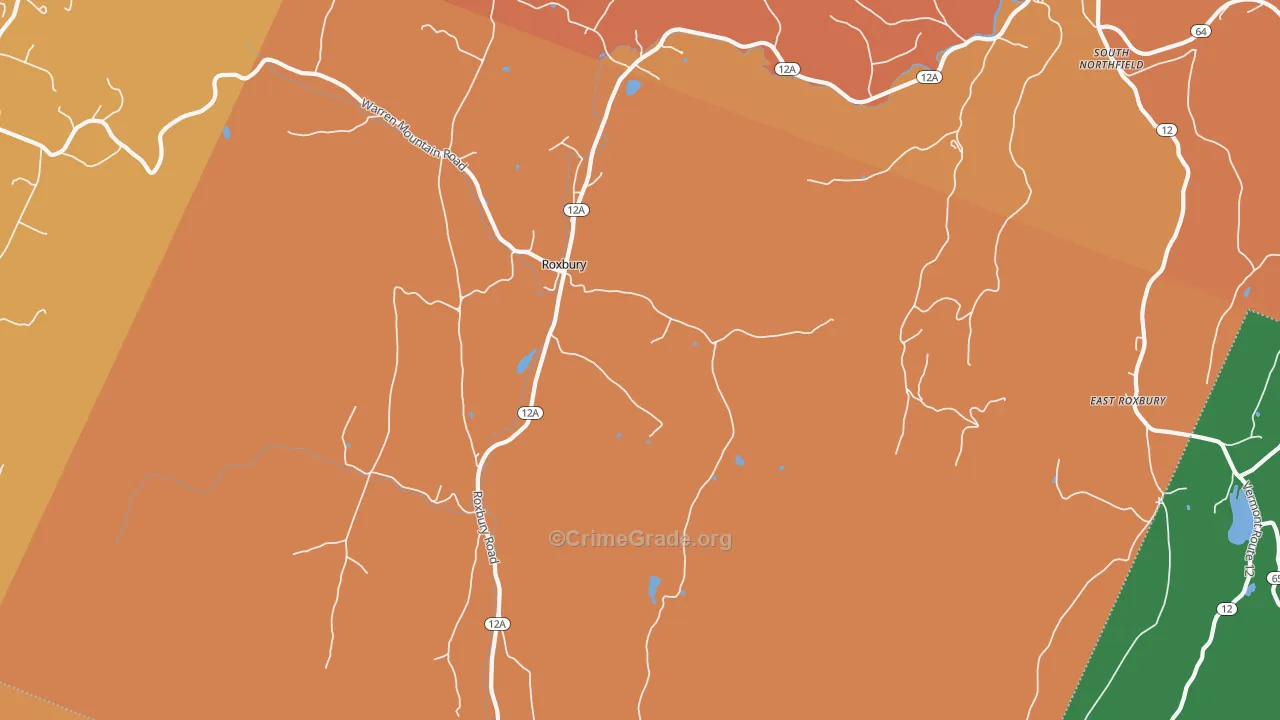 Roxbury, VT Map of Drug-Related Crime Rates