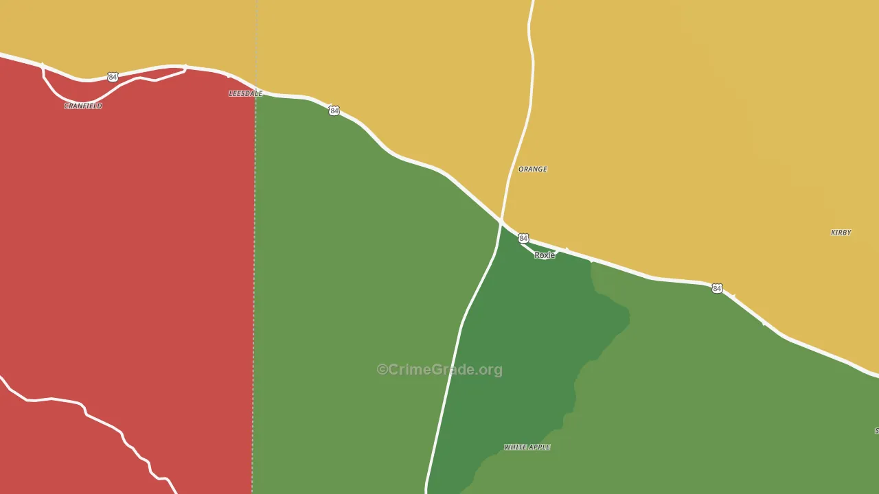 Roxie, MS Map of Drug-Related Crime Rates