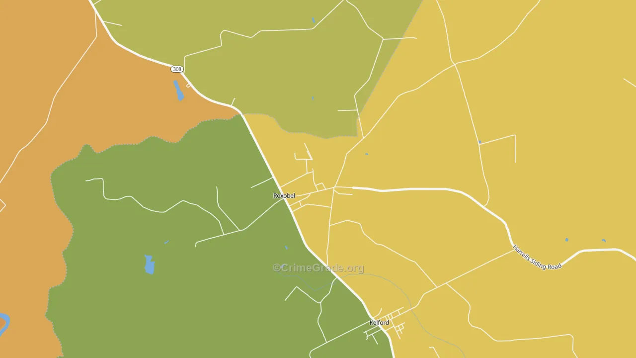Roxobel, NC Map of Drug-Related Crime Rates