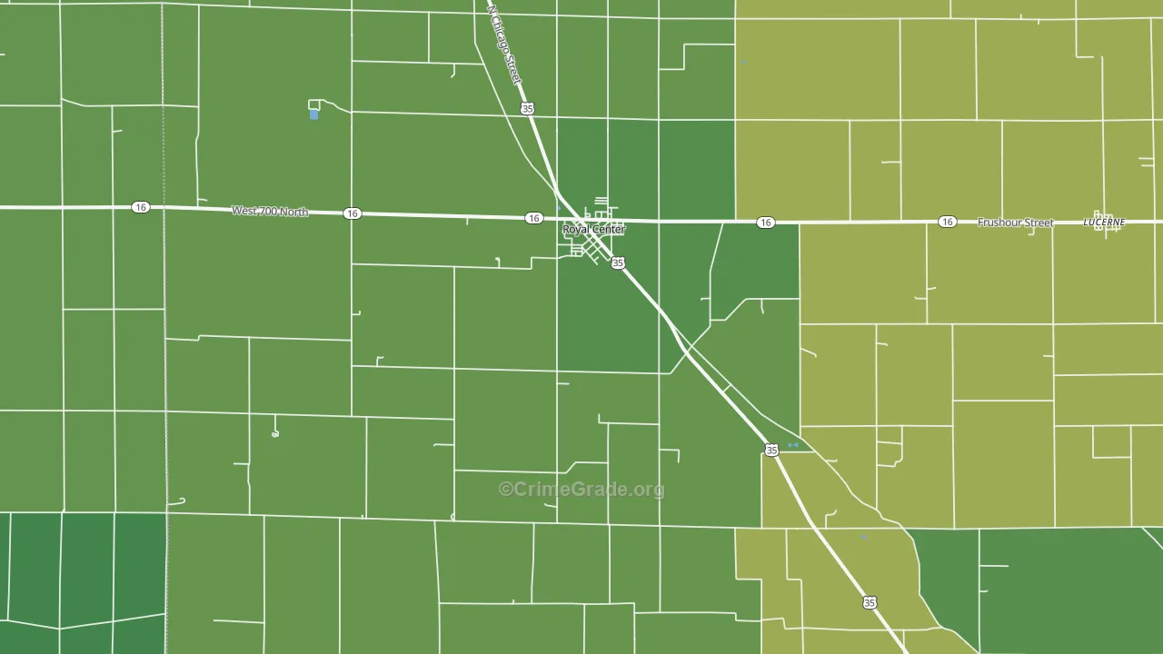 Royal Center, IN Map of Drug-Related Crime Rates