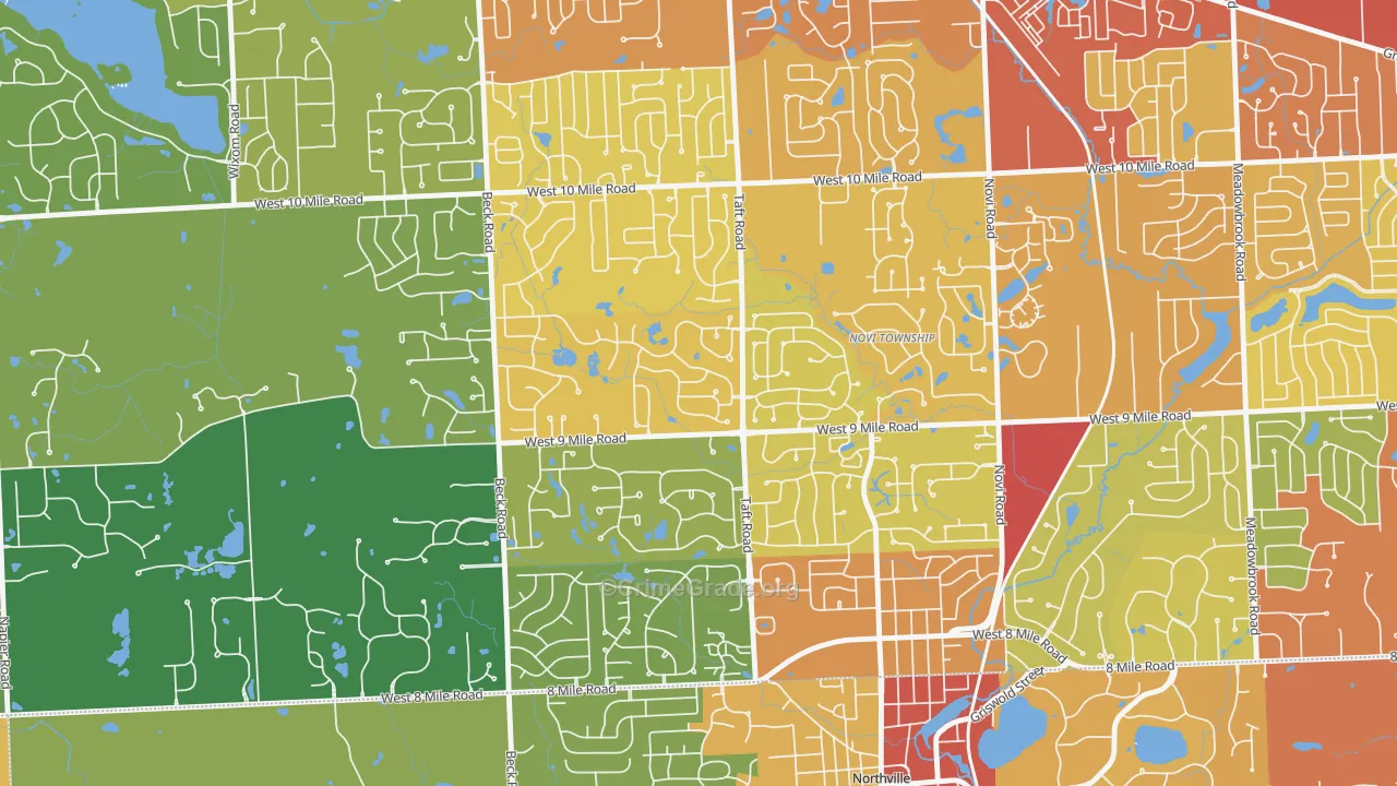 Royal Crown Estates, Novi, MI Map of Drug-Related Crime Rates
