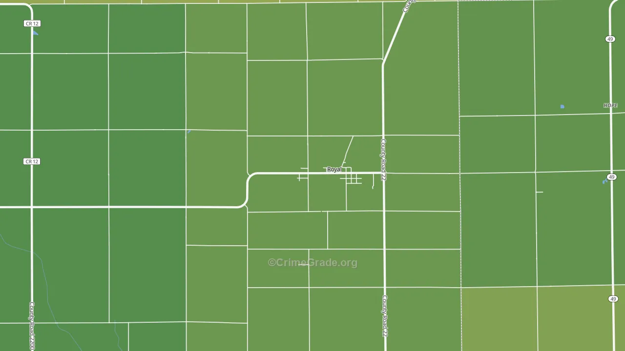 Royal, IL Map of Drug-Related Crime Rates