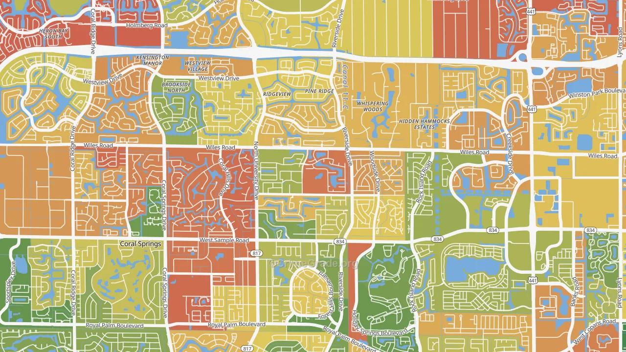 Royal Land, Coral Springs, FL Map of Drug-Related Crime Rates