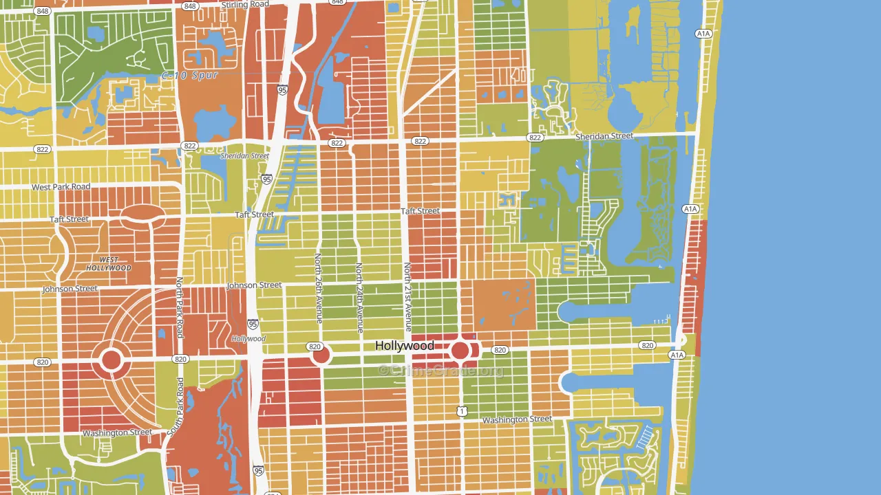 Royal Poinciana, Hollywood, FL Map of Drug-Related Crime Rates
