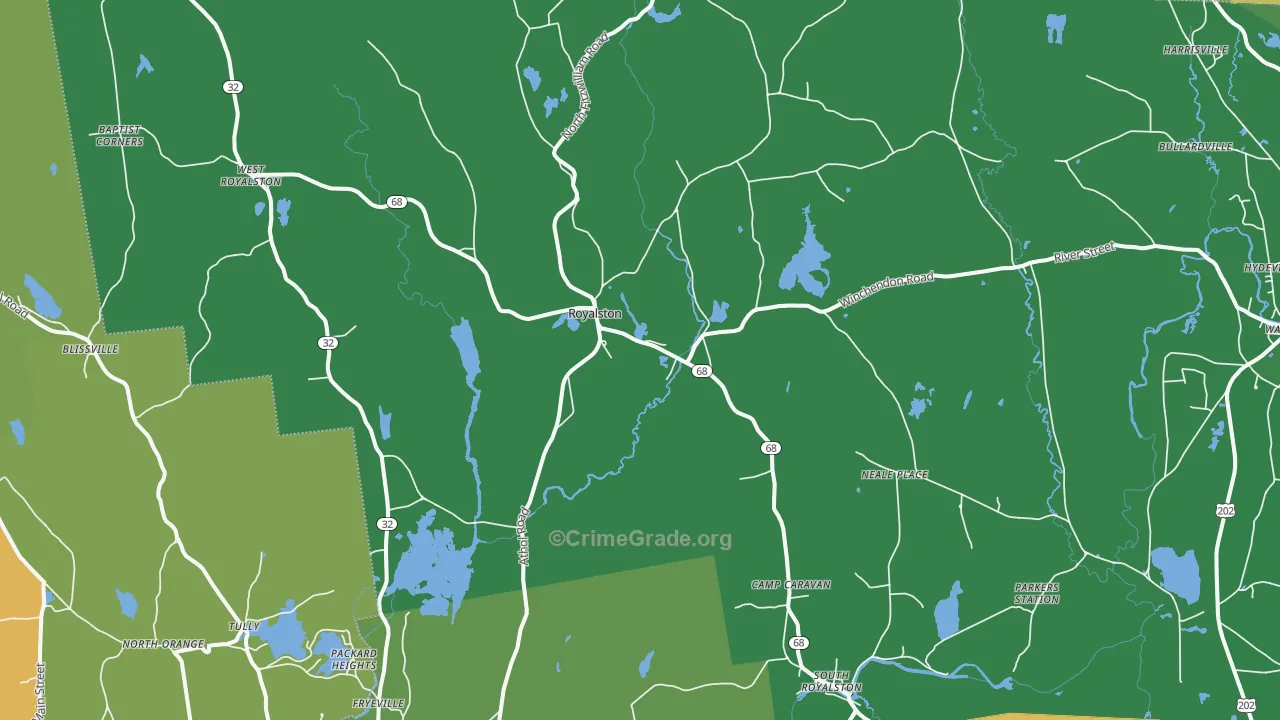 Royalston, MA Map of Drug-Related Crime Rates