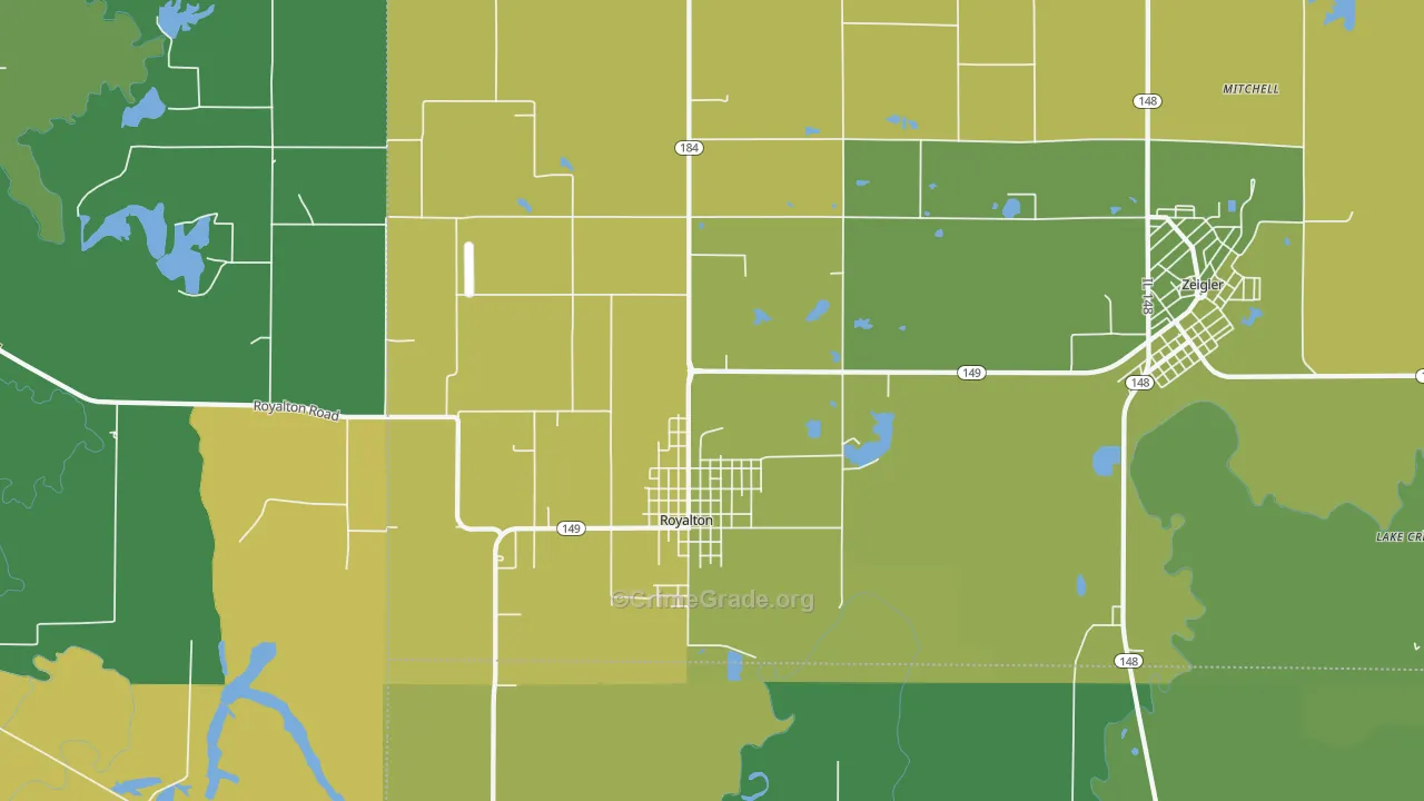 Royalton, IL Map of Drug-Related Crime Rates
