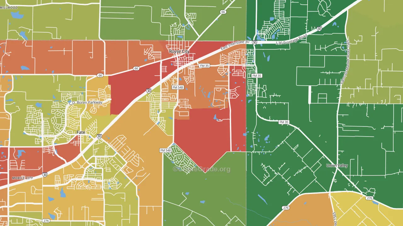 Royse City, TX Map of Drug-Related Crime Rates