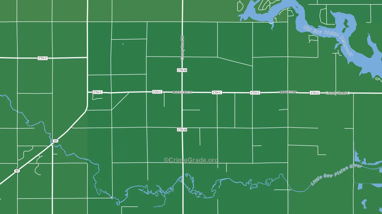Rozellville, WI Map of Drug-Related Crime Rates