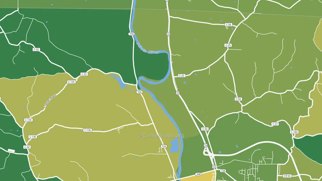 Rubyville, OH Map of Drug-Related Crime Rates