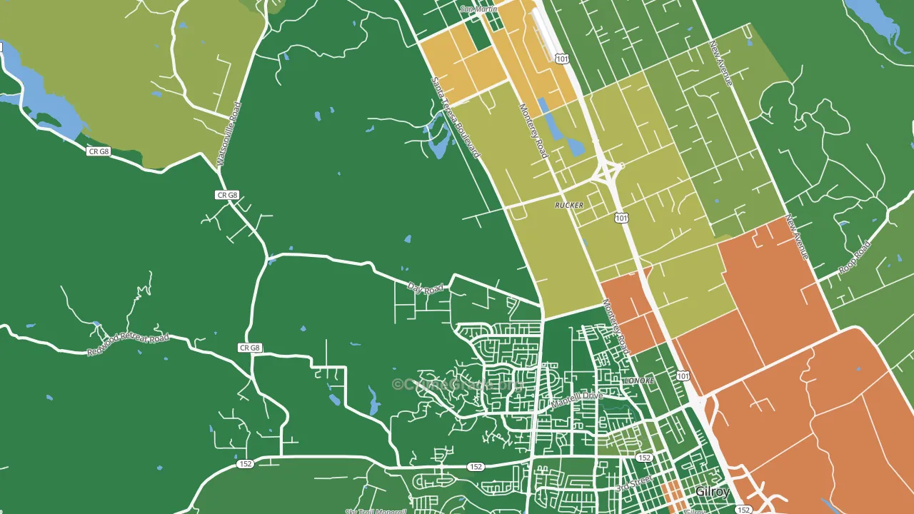 Rucker, CA Map of Drug-Related Crime Rates
