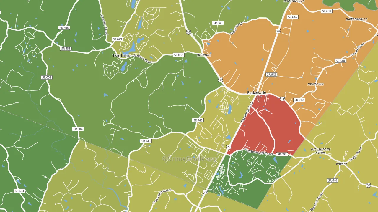 Ruckersville, VA Map of Drug-Related Crime Rates