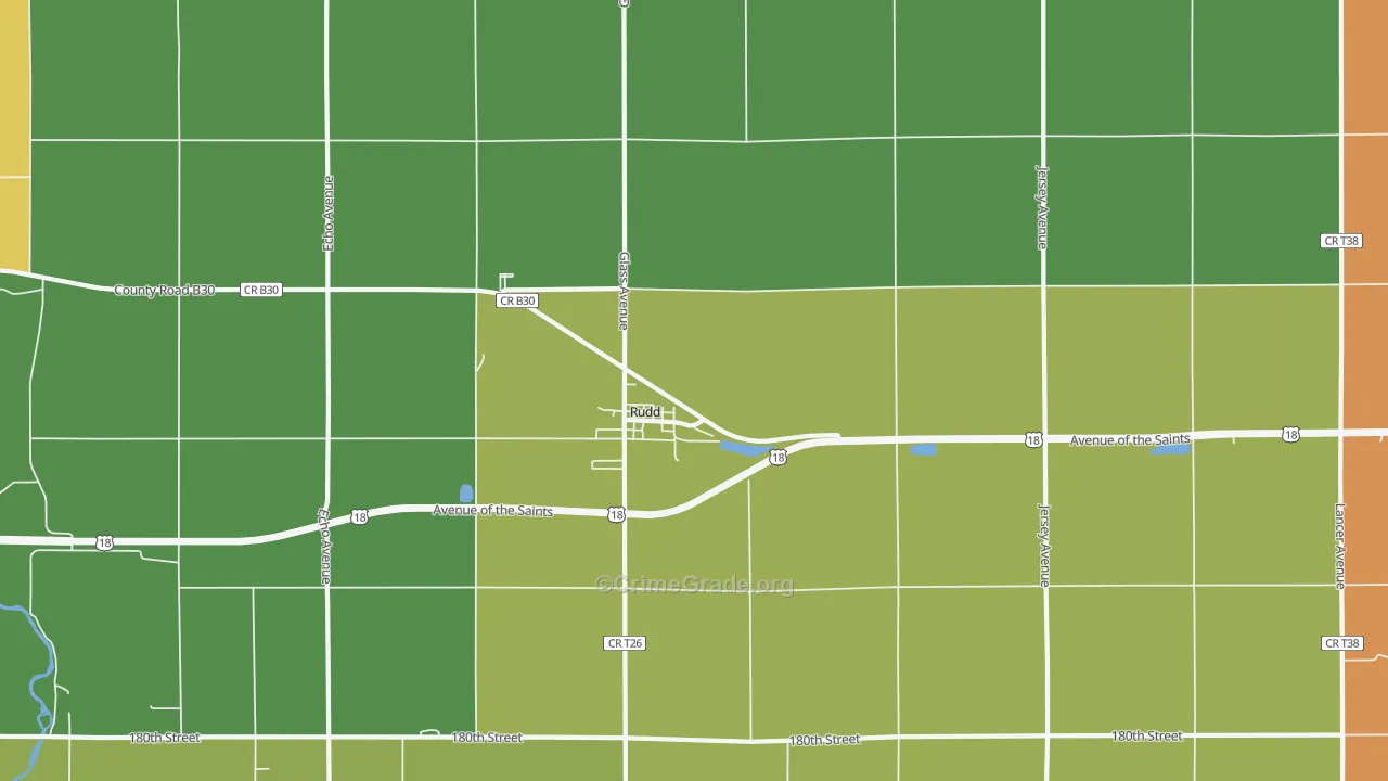 Rudd, IA Map of Drug-Related Crime Rates