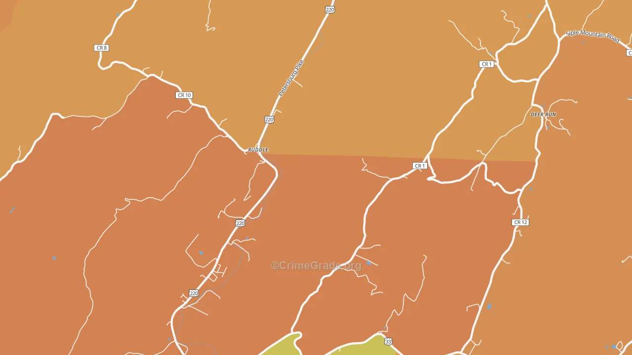 Ruddle, WV Map of Drug-Related Crime Rates