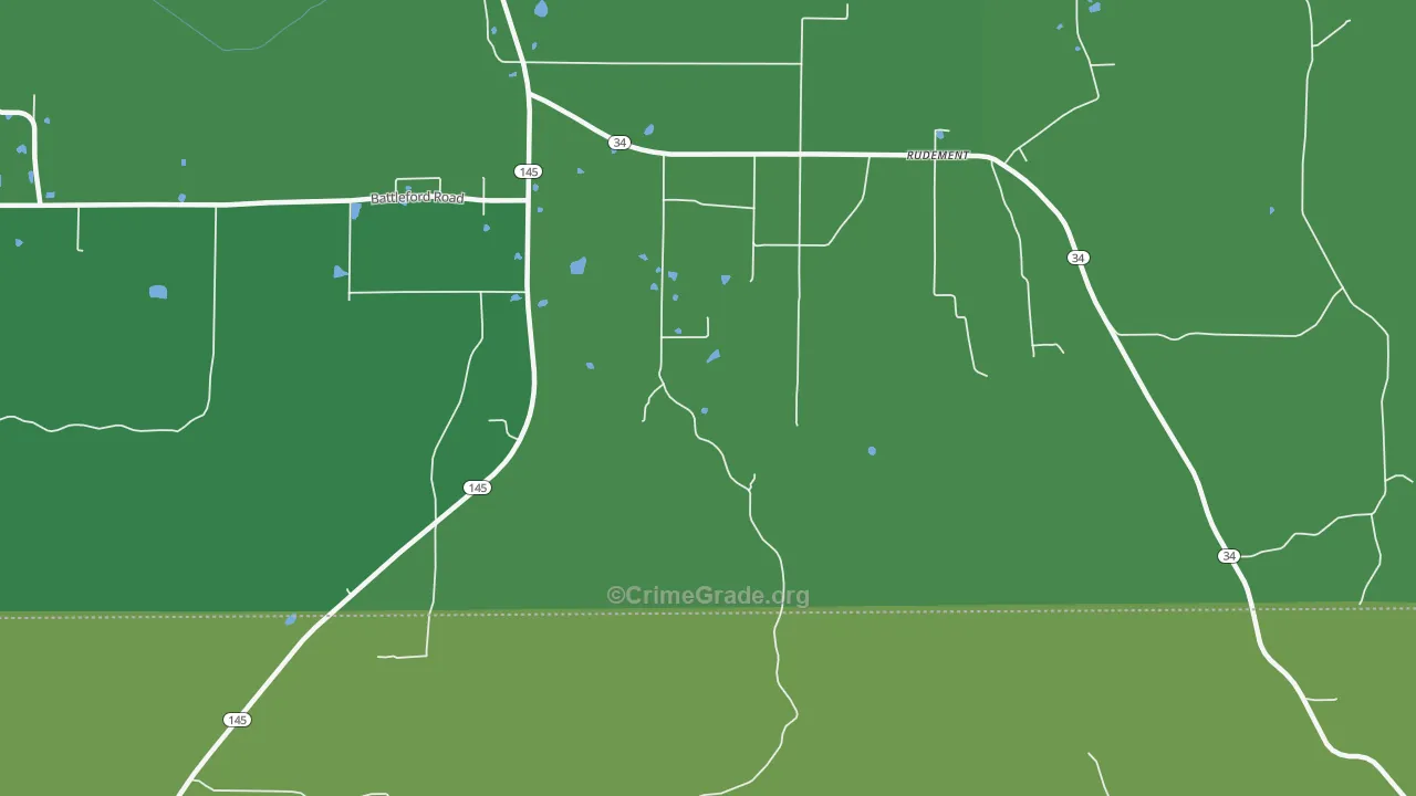 Rudement, IL Map of Drug-Related Crime Rates