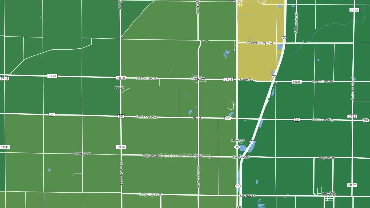Rudolph, OH Map of Drug-Related Crime Rates