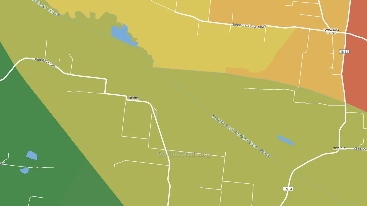 Rudolph, TN Map of Drug-Related Crime Rates