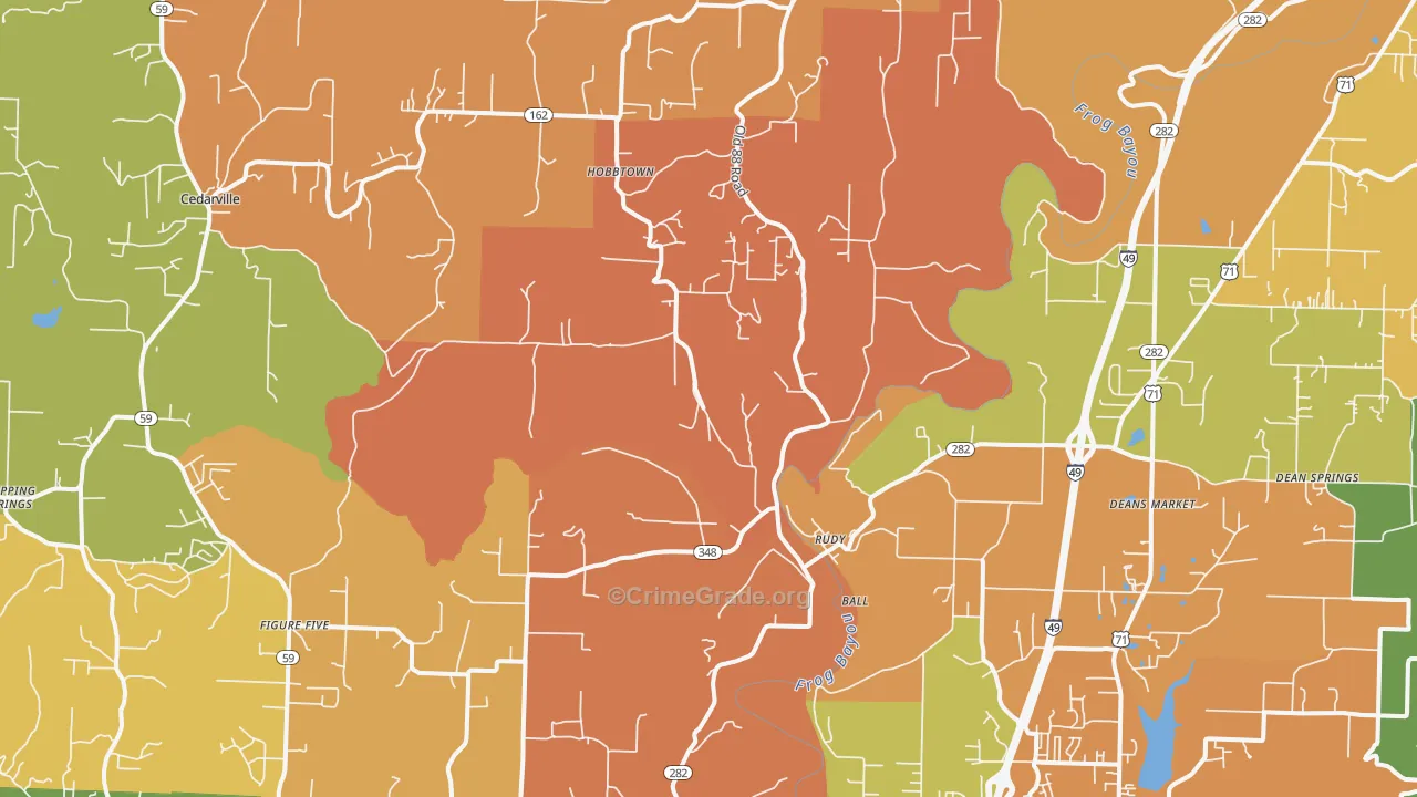 Rudy, AR Map of Drug-Related Crime Rates