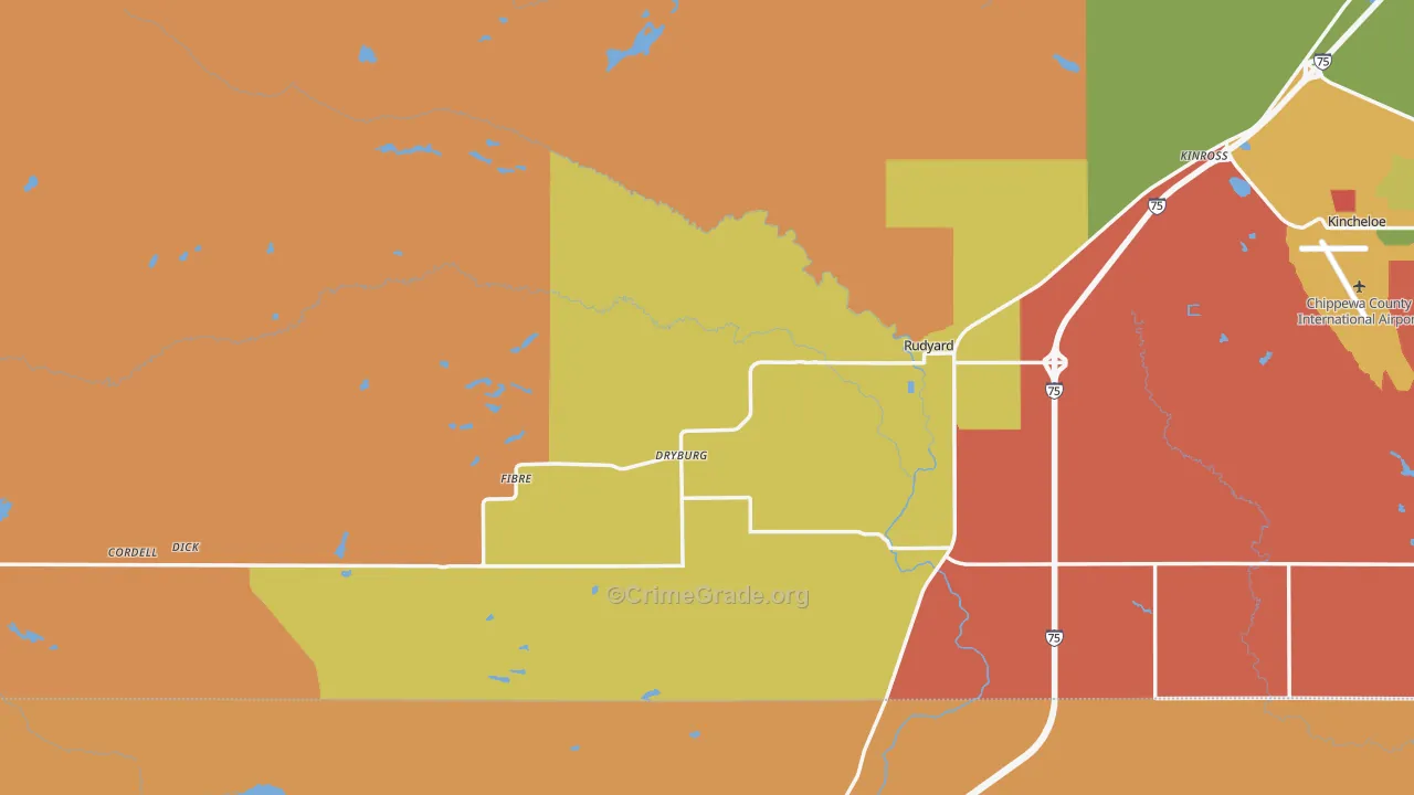 Rudyard, MI Map of Drug-Related Crime Rates