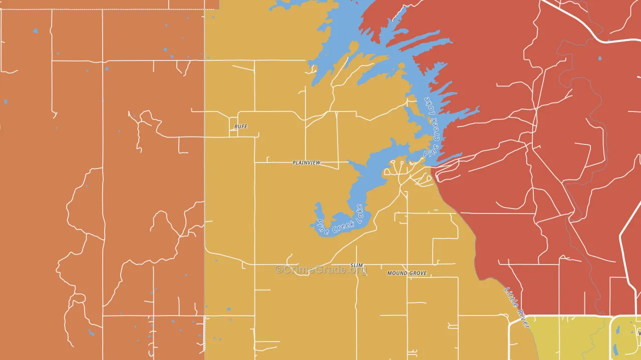 Rufe, OK Map of Drug-Related Crime Rates