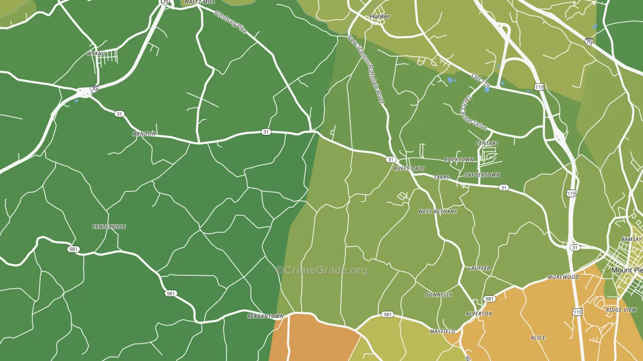 Ruffsdale, PA Map of Drug-Related Crime Rates