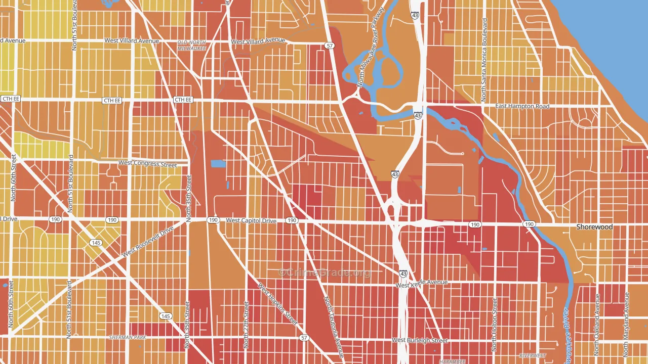 Rufus King, Milwaukee, WI Map of Drug-Related Crime Rates