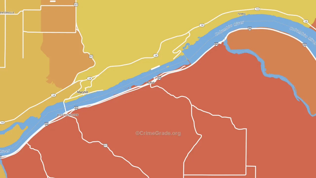 Rufus, OR Map of Drug-Related Crime Rates