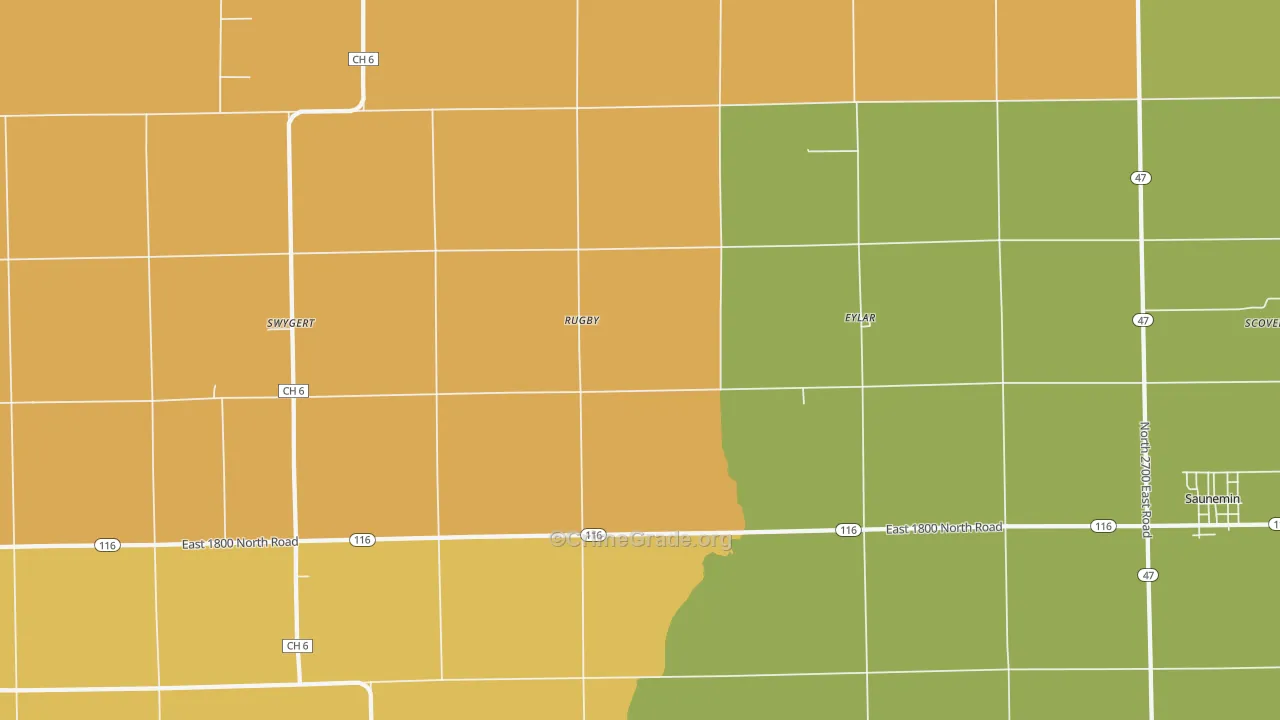 Rugby, IL Map of Drug-Related Crime Rates