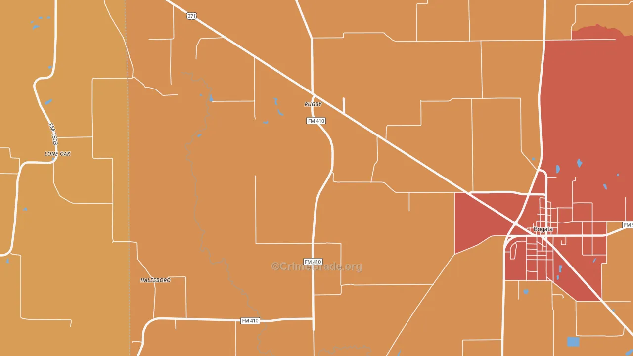 Rugby, TX Map of Drug-Related Crime Rates