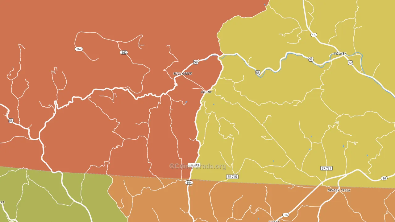 Rugby, VA Map of Drug-Related Crime Rates