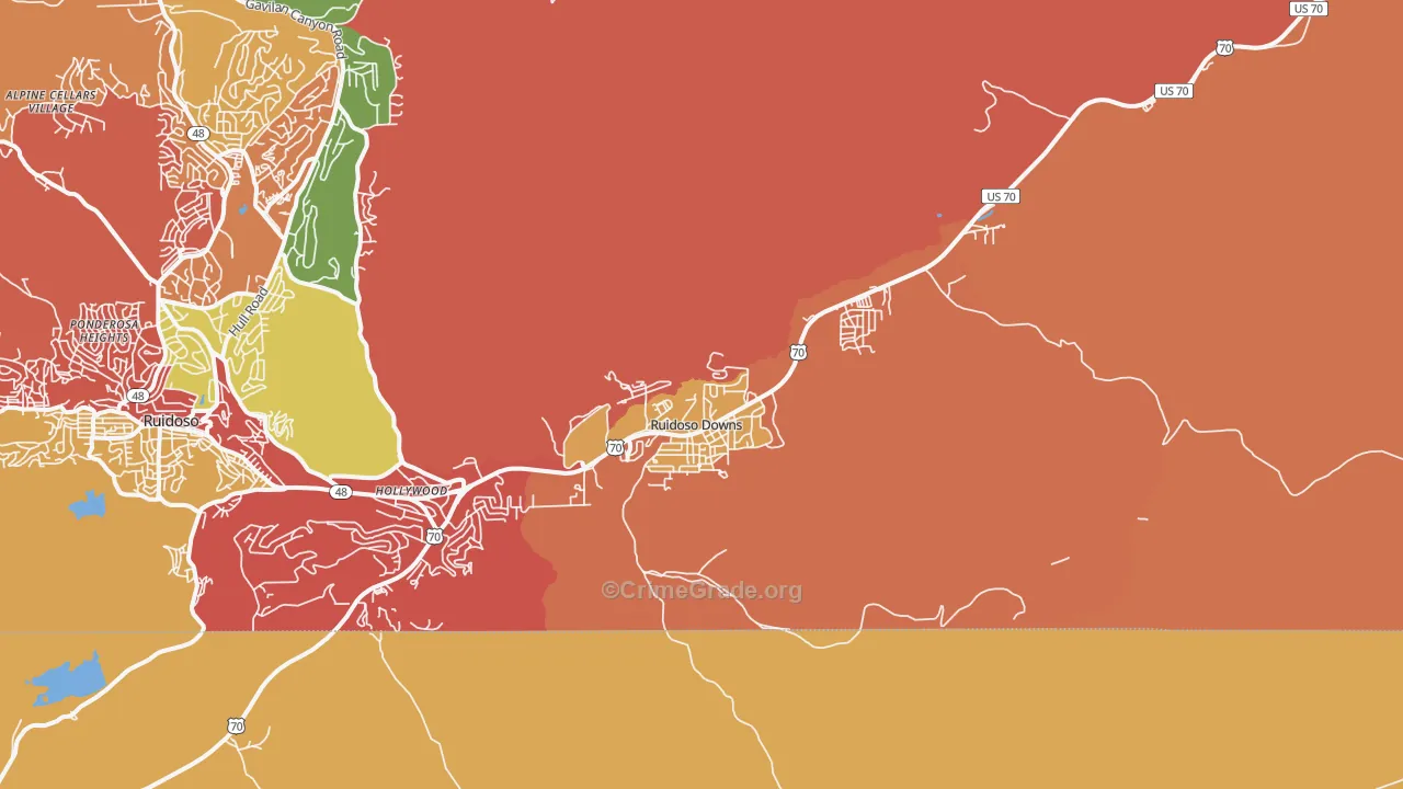 Ruidoso Downs, NM Map of Drug-Related Crime Rates
