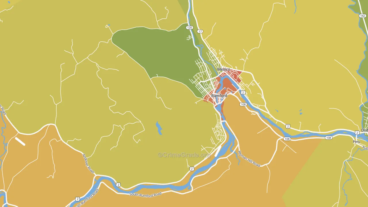 Rumford, ME Map of Drug-Related Crime Rates