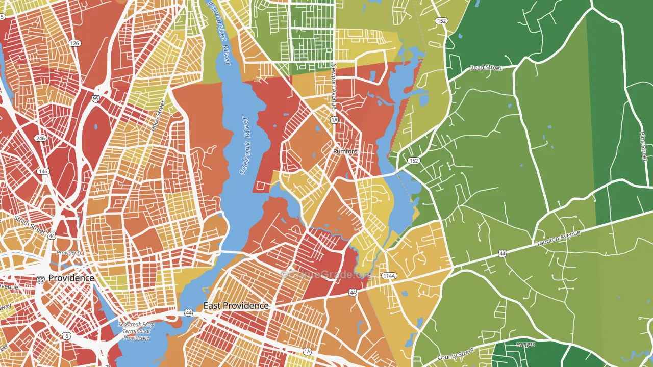 Rumford, RI Map of Drug-Related Crime Rates