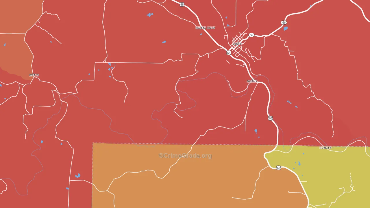 Rumley, AR Map of Drug-Related Crime Rates