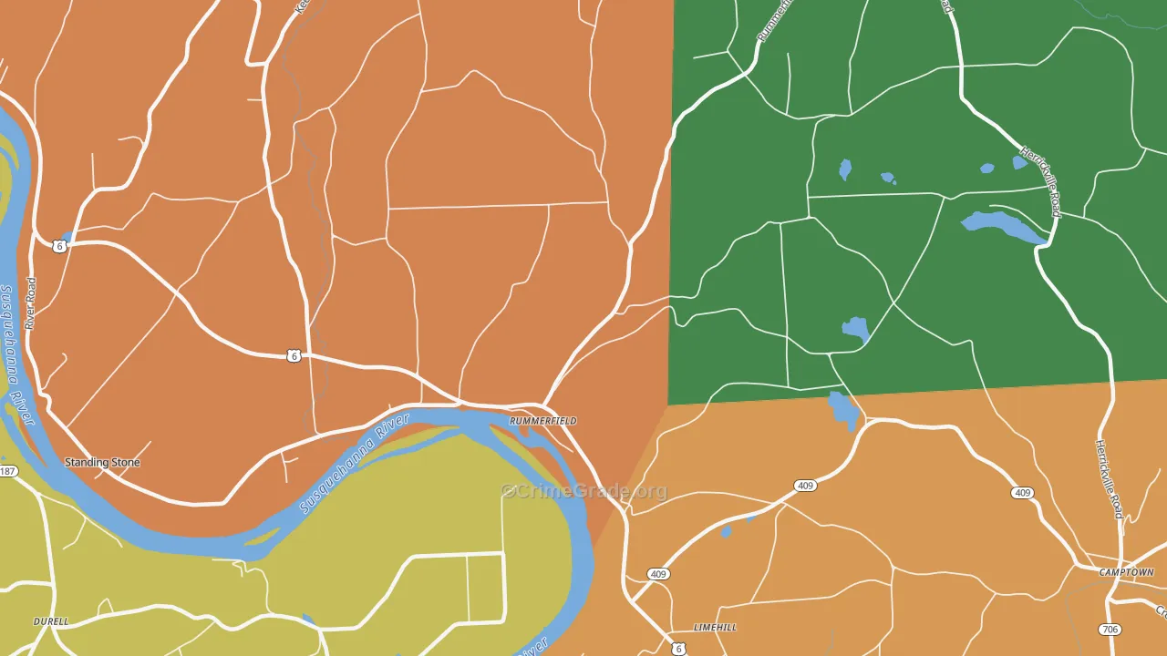 Rummerfield, PA Map of Drug-Related Crime Rates