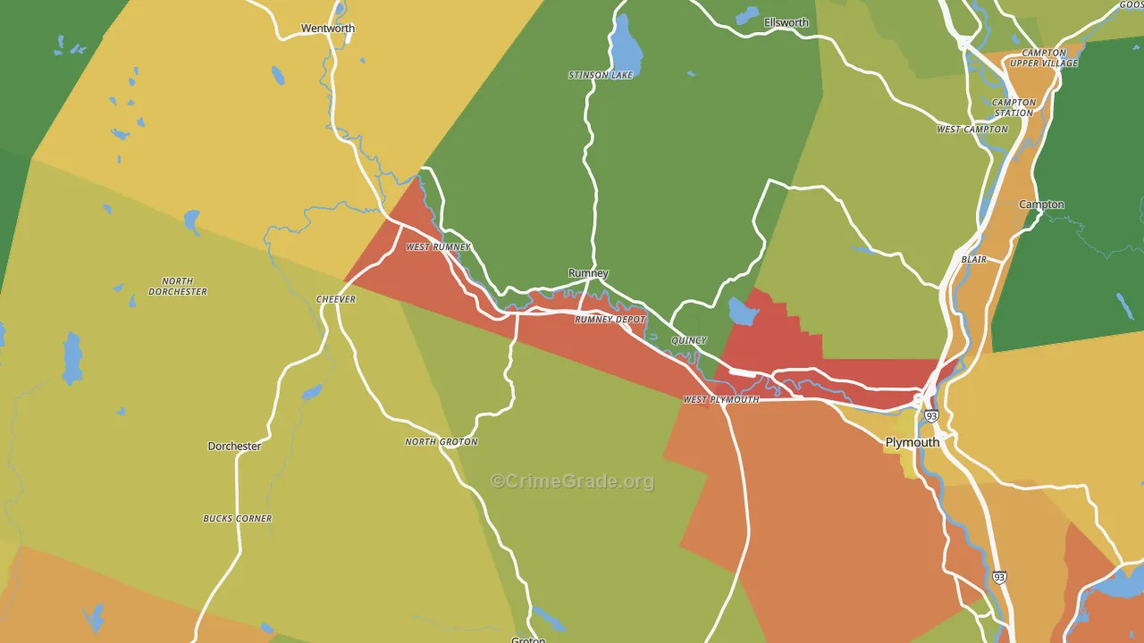 Rumney, NH Map of Drug-Related Crime Rates