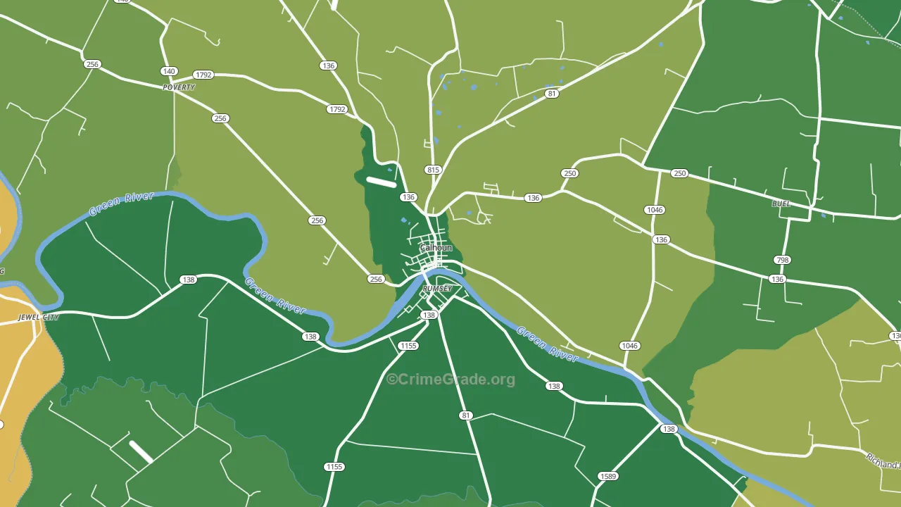 Rumsey, KY Map of Drug-Related Crime Rates