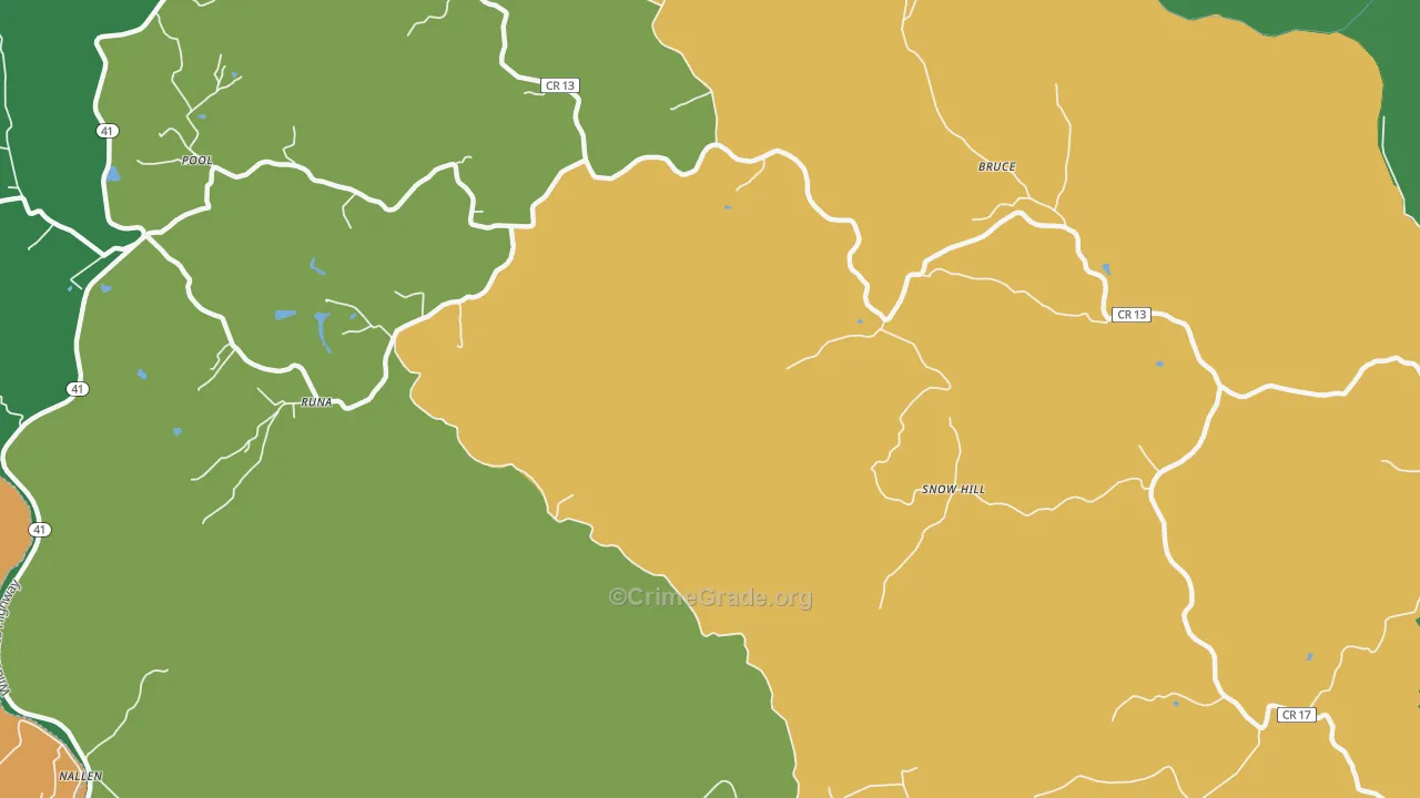 Runa, WV Map of Drug-Related Crime Rates