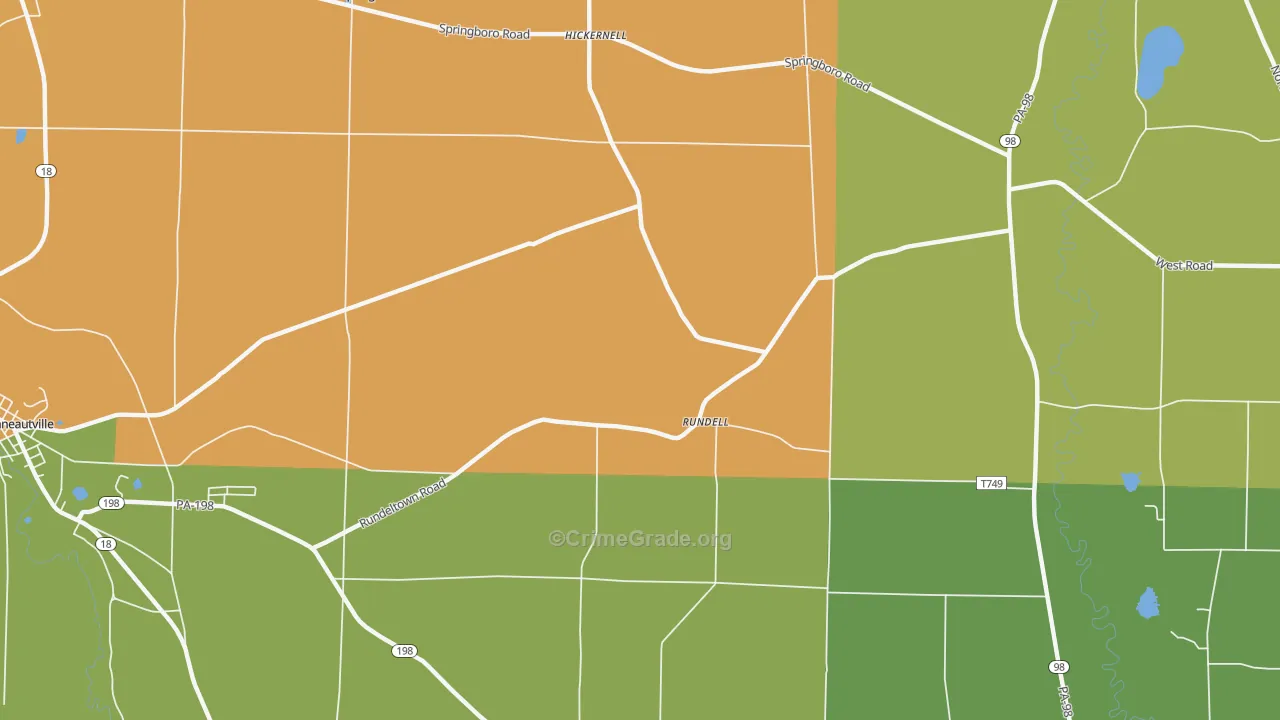 Rundell, PA Map of Drug-Related Crime Rates