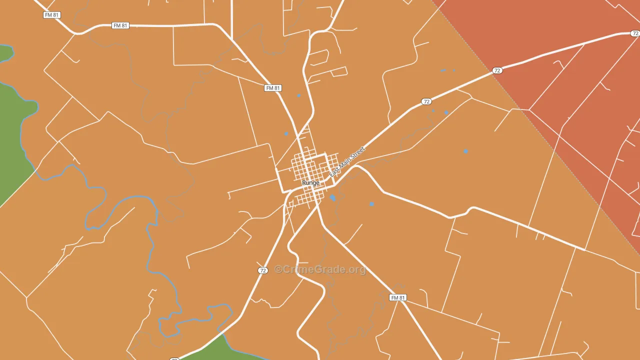 Runge, TX Map of Drug-Related Crime Rates
