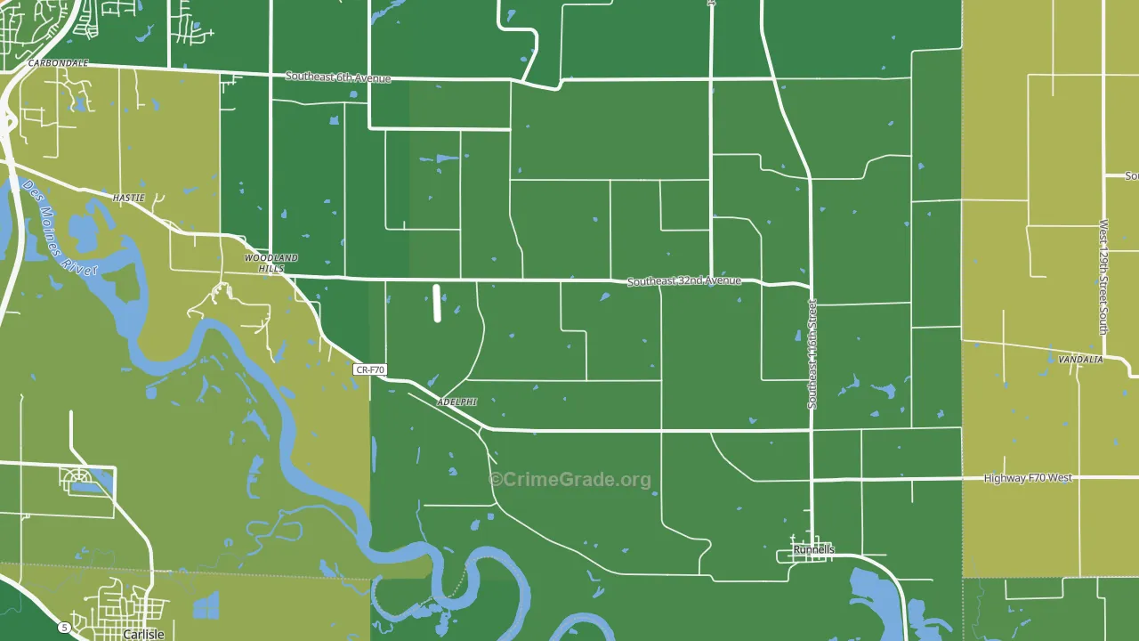 Runnells, IA Map of Drug-Related Crime Rates