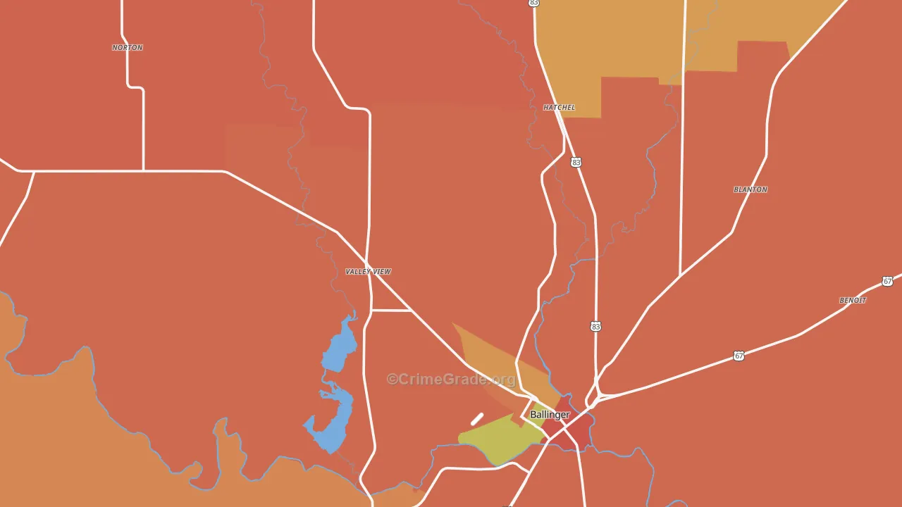 Runnels County, TX Map of Drug-Related Crime Rates