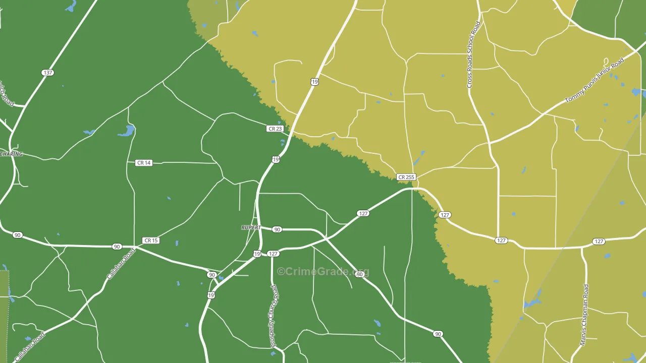 Rupert, GA Map of Drug-Related Crime Rates
