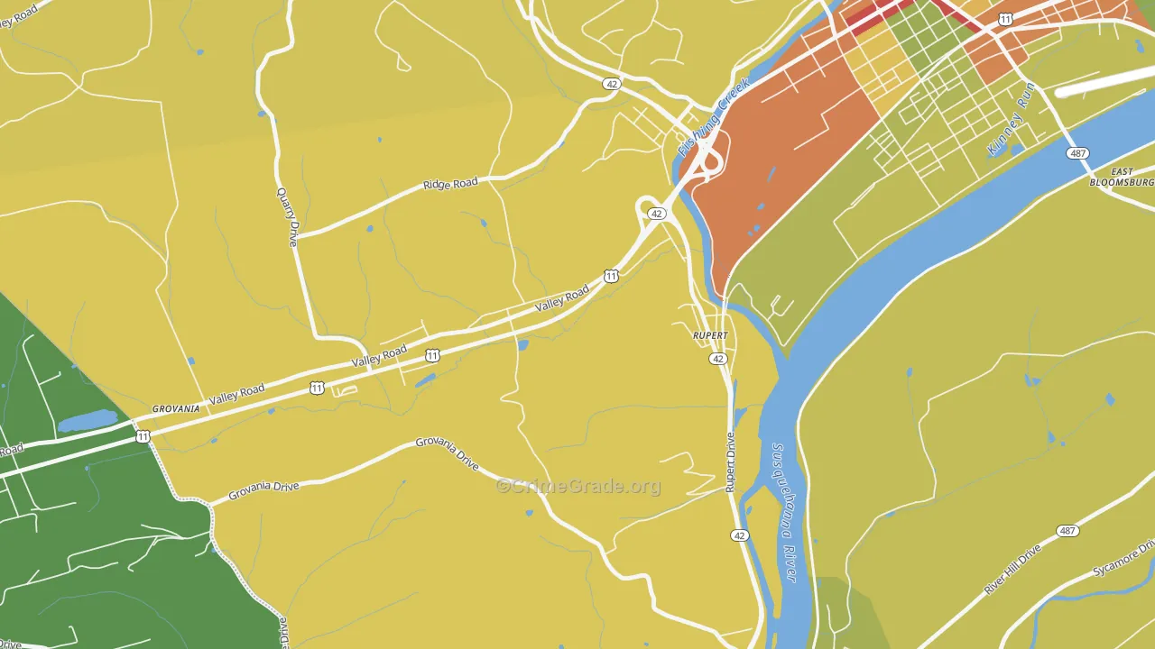 Rupert, PA Map of Drug-Related Crime Rates
