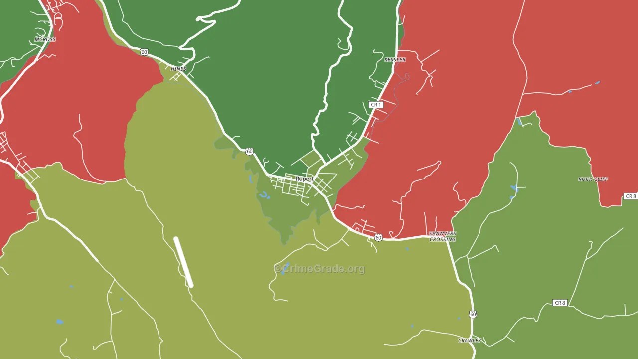 Rupert, WV Map of Drug-Related Crime Rates