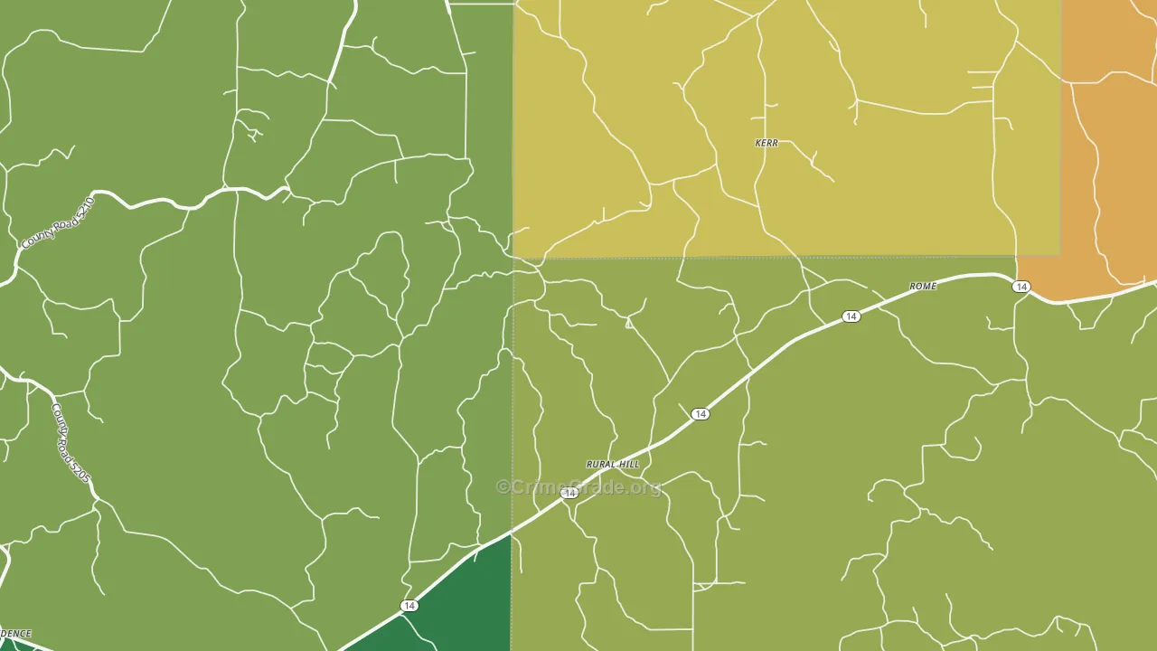 Rural Hill, MS Map of Drug-Related Crime Rates