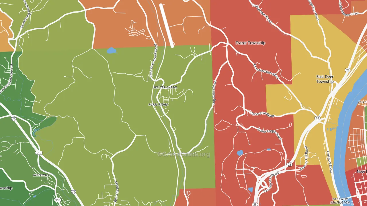 Rural Ridge, PA Map of Drug-Related Crime Rates