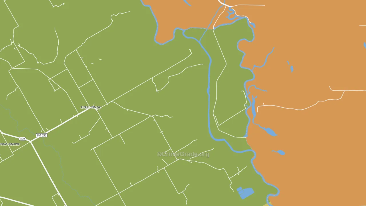 Rural Shade, TX Map of Drug-Related Crime Rates