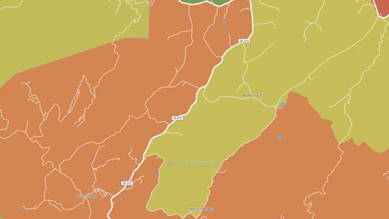Rural Vale, TN Map of Drug-Related Crime Rates