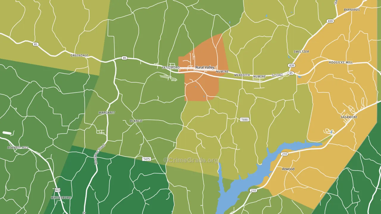 Rural Valley, PA Map of Drug-Related Crime Rates