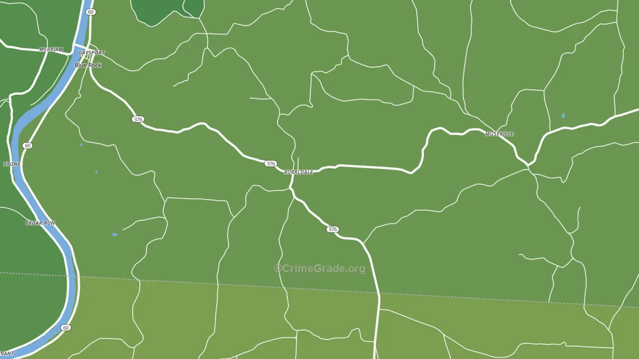 Ruraldale, OH Map of Drug-Related Crime Rates